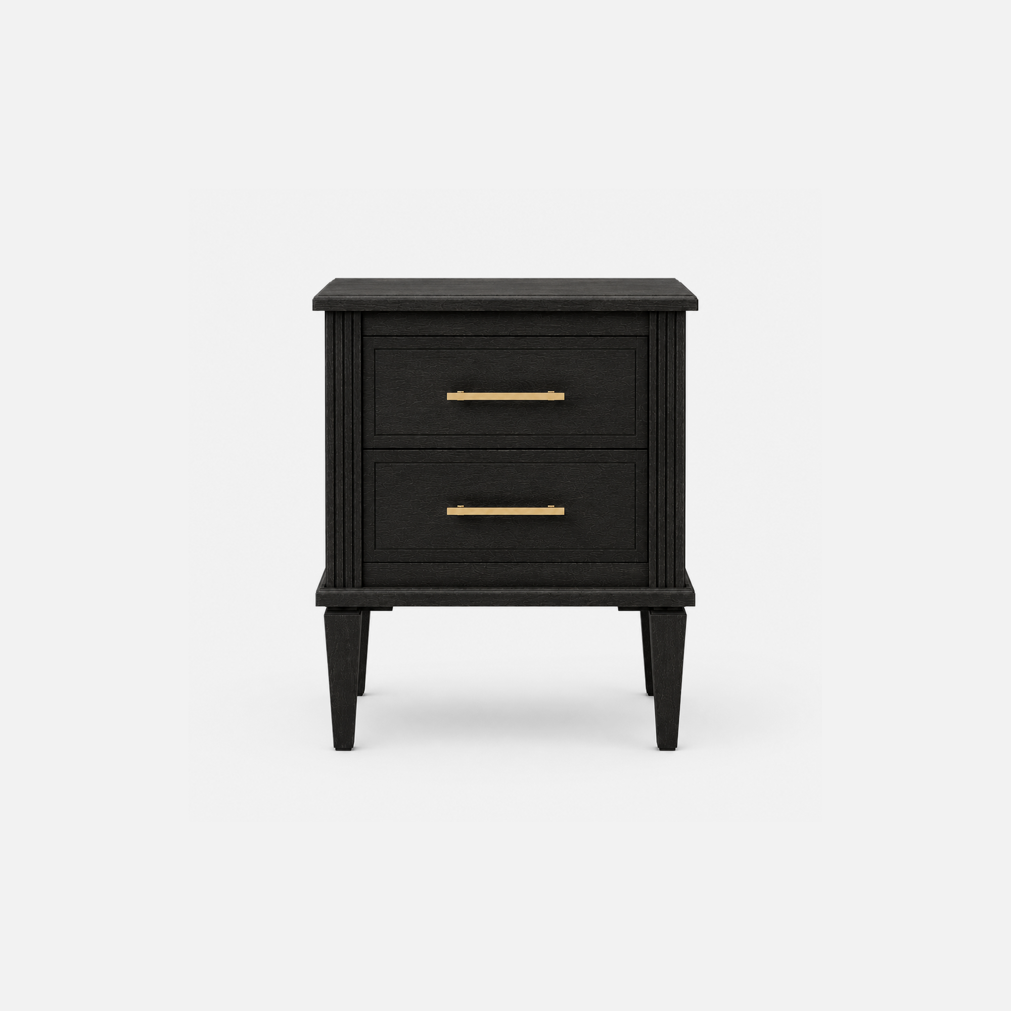 Onyx Edge Nightstand with Brass Accents