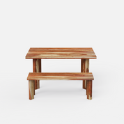 Owen Luxury Dining Table With Bench - 6 Seater - Table (150 cm x 90 cm x 76 cm) + Owen Bench (110 cm L) - Sheesham