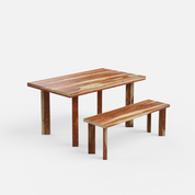 Owen Luxury Dining Table With Bench - 6 Seater - Table (150 cm x 90 cm x 76 cm) + Owen Bench (110 cm L) - Sheesham