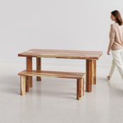 Owen Luxury Dining Table With Bench - Large 6 Seater - Table (175 cm x 90 cm x 76 cm) + Owen Bench (130 cm L) - Sheesham