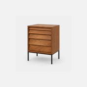 Pedro Louvered Edge Wood Nightstand with Metal Legs