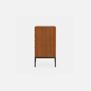Pedro Louvered Edge Wood Nightstand with Metal Legs