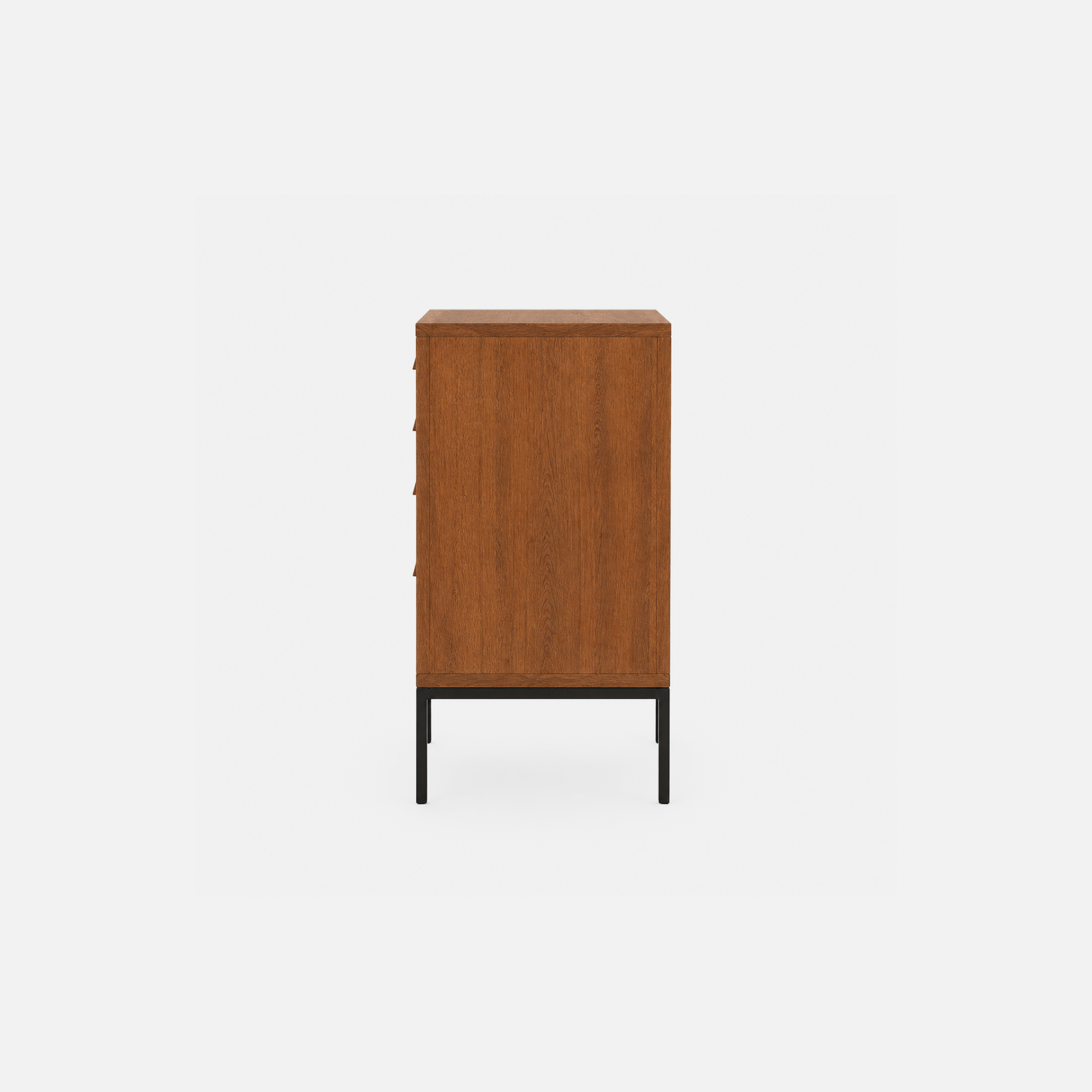 Pedro Louvered Edge Wood Nightstand with Metal Legs