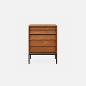 Pedro Louvered Edge Wood Nightstand with Metal Legs