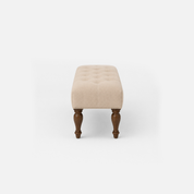 Peyton Settee Linen Tufted Upholstered Bench with Carved Wood Legs