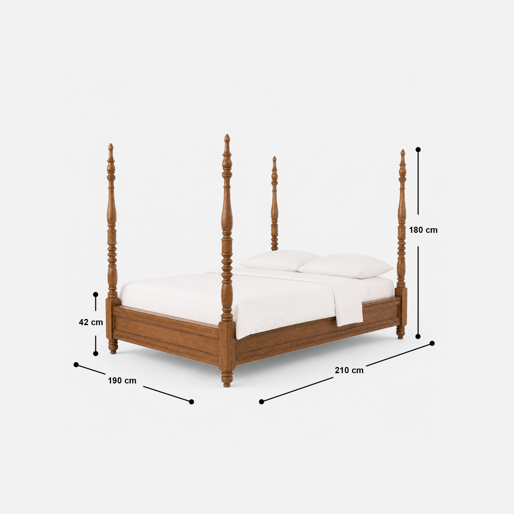Phoenix Elegant Wooden Four-Poster Bed Frame