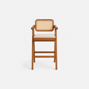 Pierre Rattan Bar Chair with Soft Cream Cushion