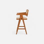 Pierre Rattan Bar Chair with Soft Cream Cushion