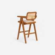 Pierre Rattan Bar Chair with Soft Cream Cushion