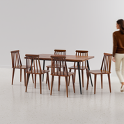 Polly Dining Table Set - | Provincial Teak Finish | Medium Honey on Sheesham | Sheesham Natural Finish - 6 Seater - Table (150 cm x 90 cm x 76 cm) + 6 Polly Chairs - Sheesham