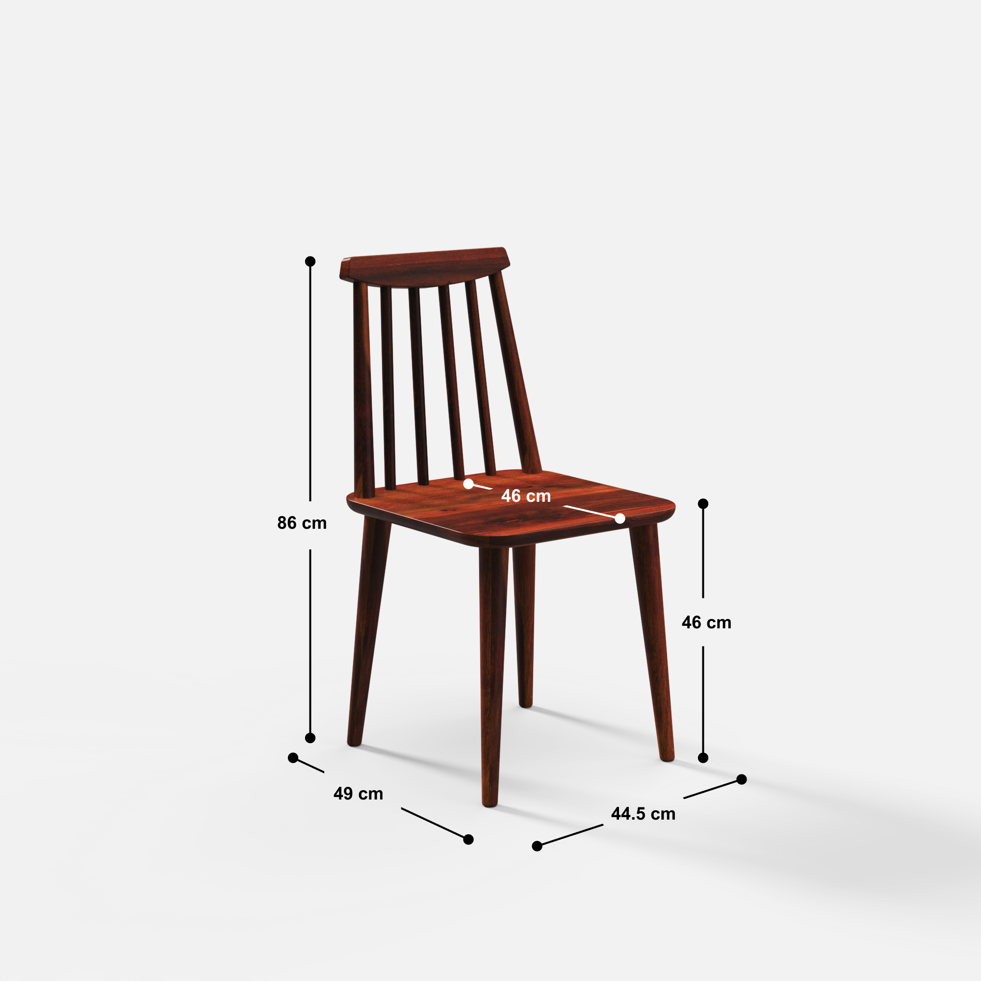 Yukon-Polly Dining Table Set - 2 Seater - Table (100 cm Dia x 76 cm) + 2 Polly Chairs - Sheesham