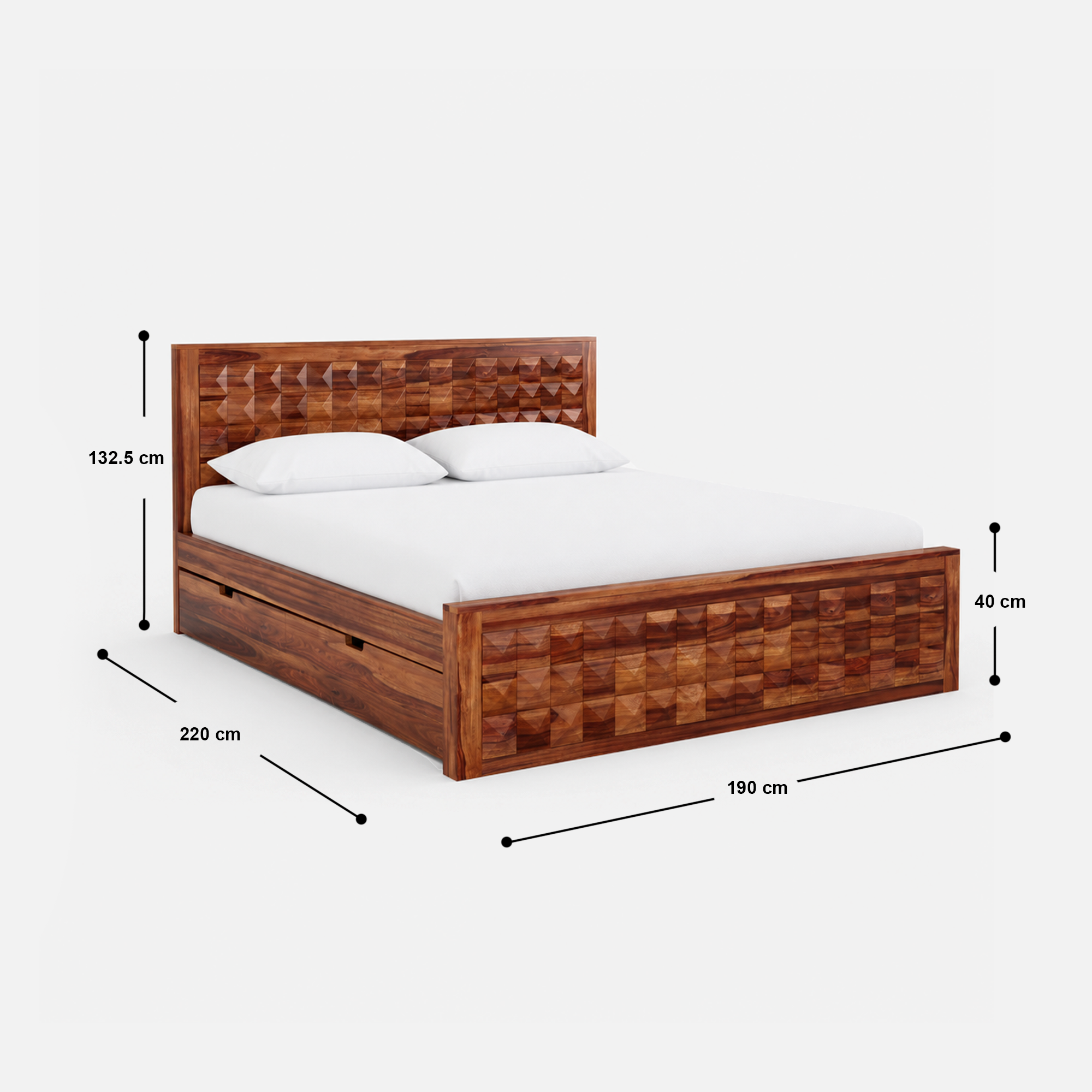 Premium Sheesham Wood Storage Bed