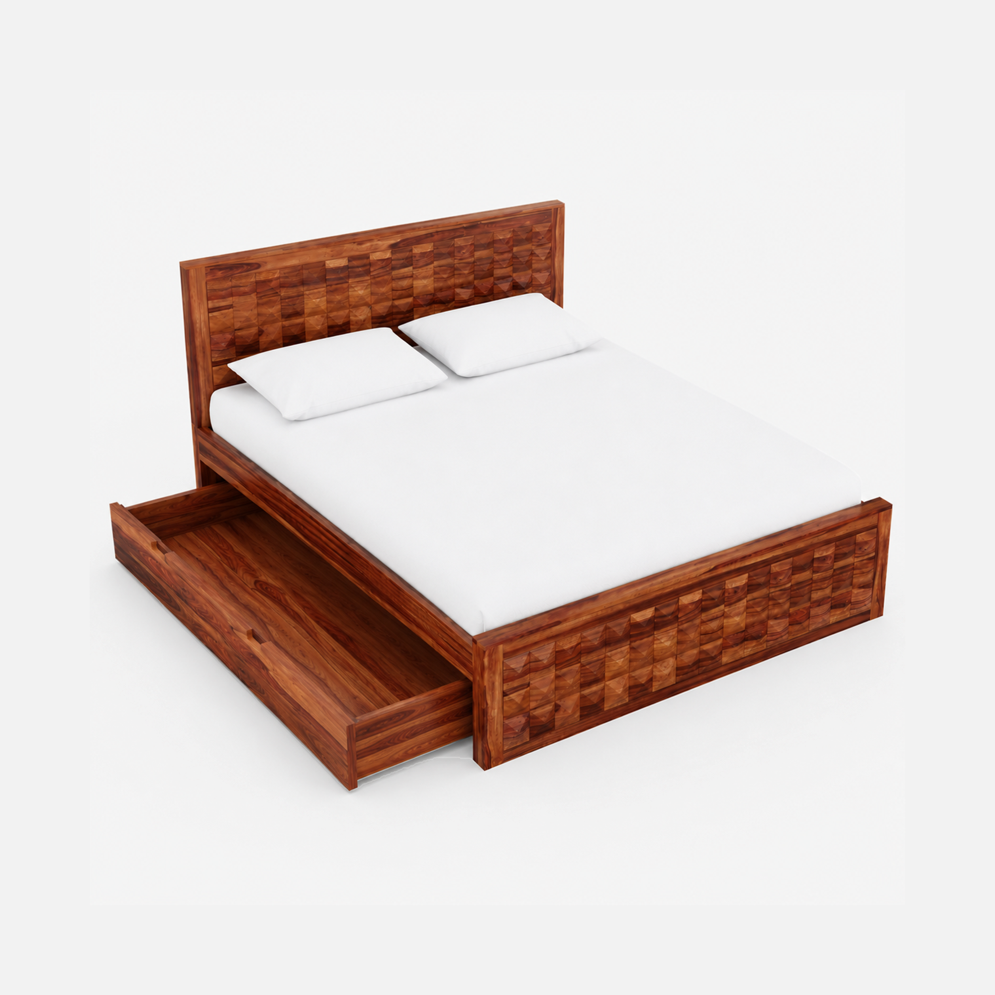 Premium Sheesham Wood Storage Bed