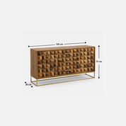 Raven Geometric Mangowood Luxe Sideboard with Brass Accents