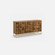 Raven Geometric Mangowood Luxe Sideboard with Brass Accents