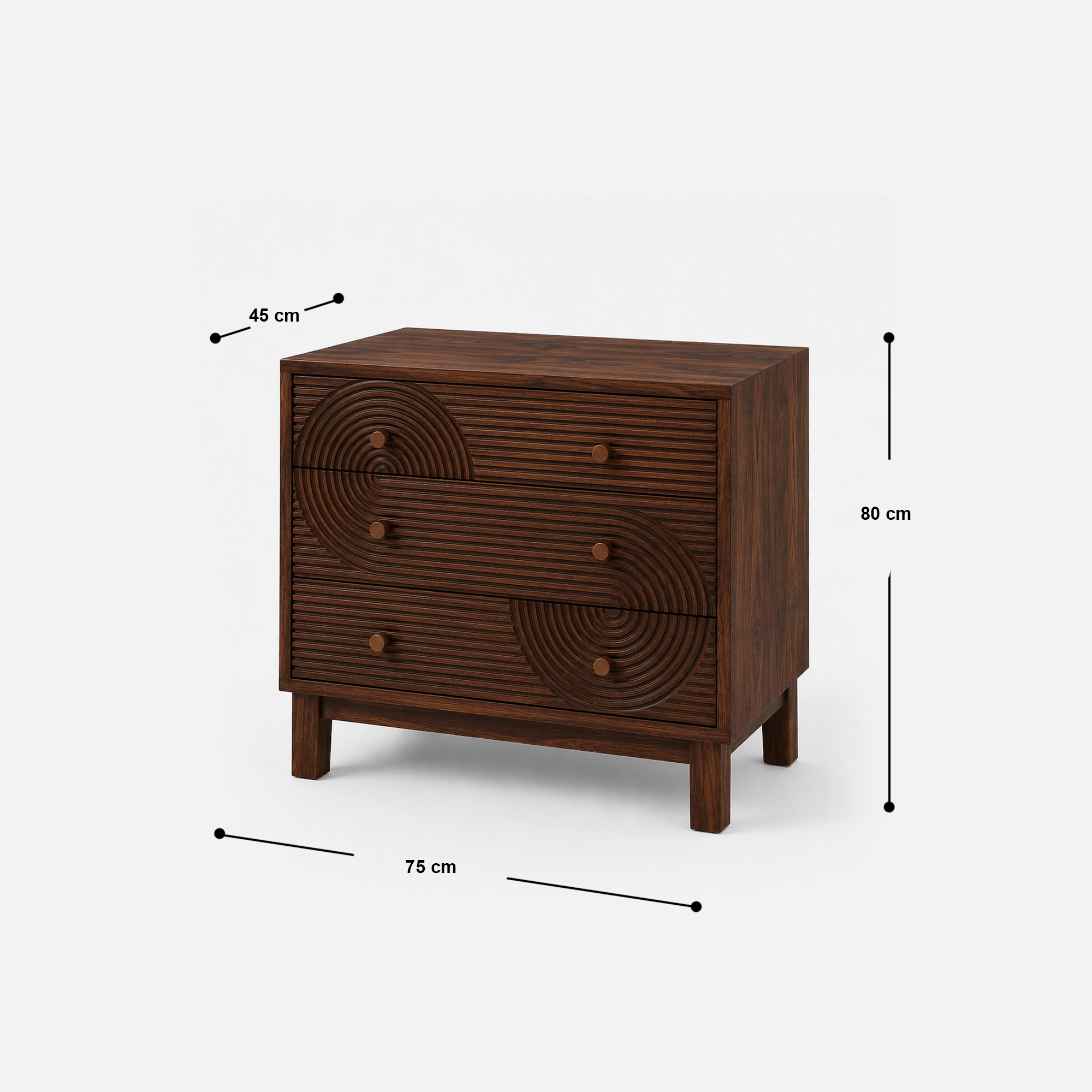 Ripple 3-Drawer Chest with Textured Drawer Fronts