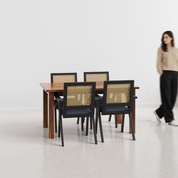 Roma-Flora Dining Table Set - 4 Seater - Table (150 cm x 90 cm x 76 cm) + 4 Flora Chairs - Sheesham