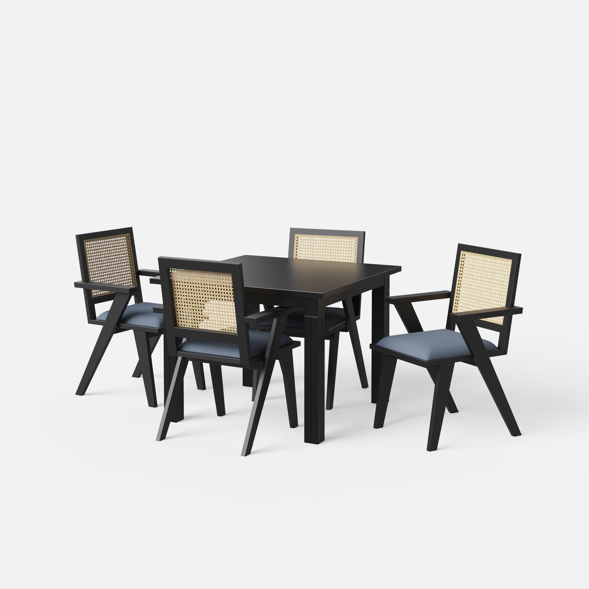 Roma-Flora-dining-set-100cm-black-matte-on-sheesham-table-4-chairs-black-matte-on-sheesham-indigo-blue-linen-blend-fabric-V1.png