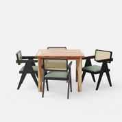 Roma-Pierre Luxury Dining Set - 4 Seater - Table (100 cm x 100 cm x 76 cm) + 4 Pierre Chairs - Sheesham