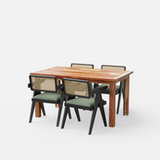 Roma-Pierre Luxury Dining Set - 4 Seater - Table (150 cm x 90 cm x 76 cm) + 4 Pierre Chairs - Sheesham