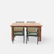 Roma-Pierre Luxury Dining Set - 4 Seater - Table (150 cm x 90 cm x 76 cm) + 4 Pierre Chairs - Sheesham