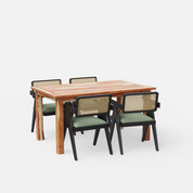 Roma-Pierre Luxury Dining Set - 4 Seater - Table (150 cm x 90 cm x 76 cm) + 4 Pierre Chairs - Sheesham