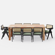 Roma-Pierre Luxury Dining Set - 8 Seater - Table (210 cm x 100 cm x 76 cm) + 8 Pierre Chairs - Sheesham