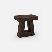 Rustic Acacia Timber Accent Table with Geometric Base