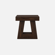 Rustic Acacia Timber Accent Table with Geometric Base