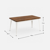 Rustic White Frame Cafe Dining Table with Chairs and Bench