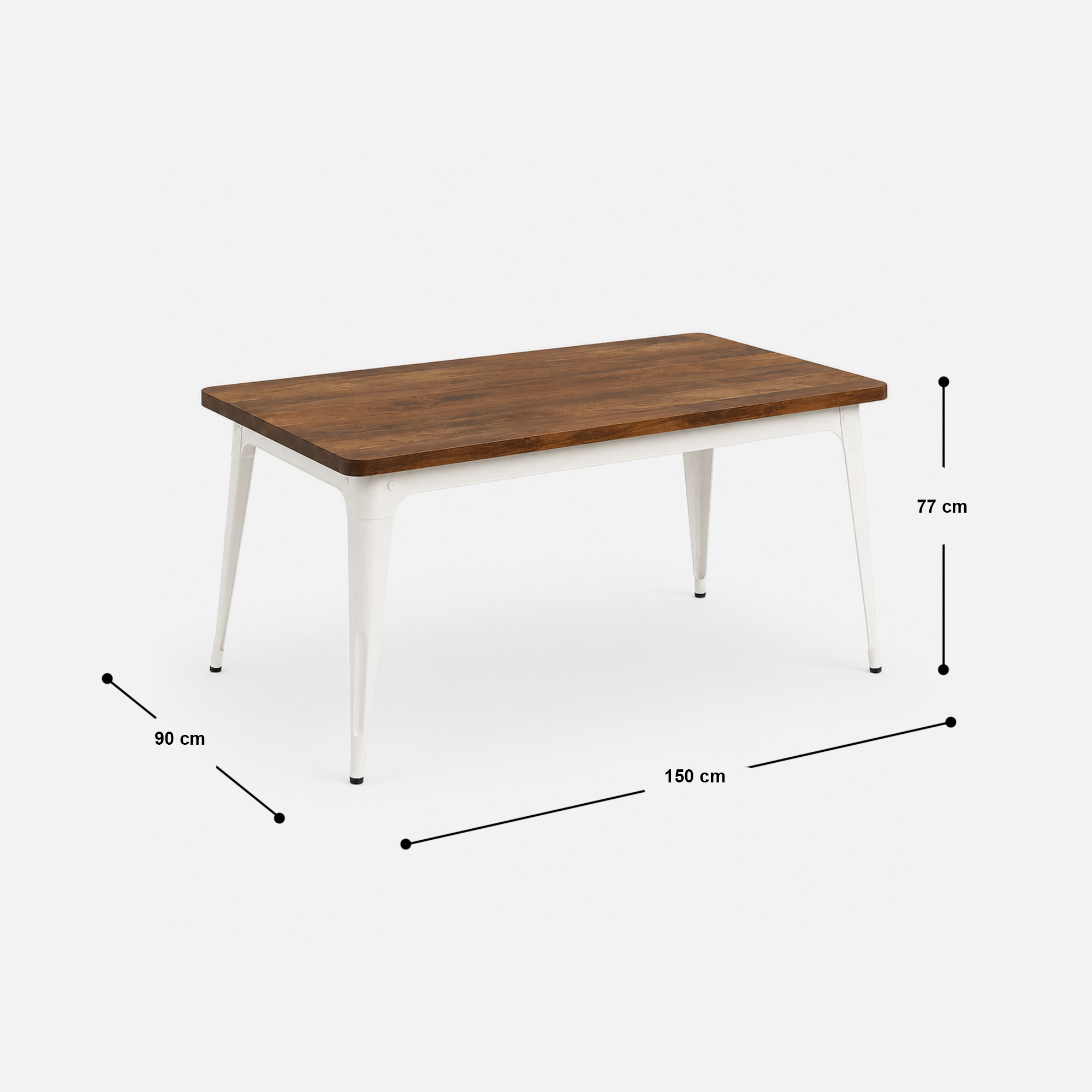 Rustic White Frame Cafe Dining Table with Chairs and Bench