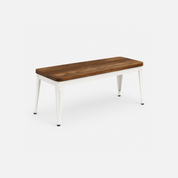 Rustic White Frame Cafe Dining Table with Chairs and Bench