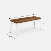 Rustic White Frame Cafe Dining Table with Chairs and Bench