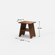 Rustic Wood Side Table with Bottom Shelf in Acacia