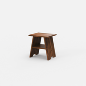Rustic Wood Side Table with Bottom Shelf in Acacia