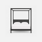 Sable Black Canopy Bed Frame with Slatted Headboard