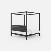 Sable Black Canopy Bed Frame with Slatted Headboard