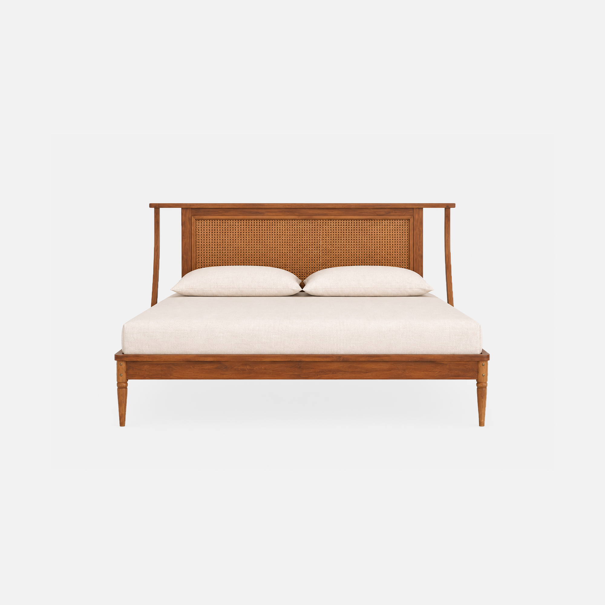Serena Rattan Cane-Accented Acacia Bed