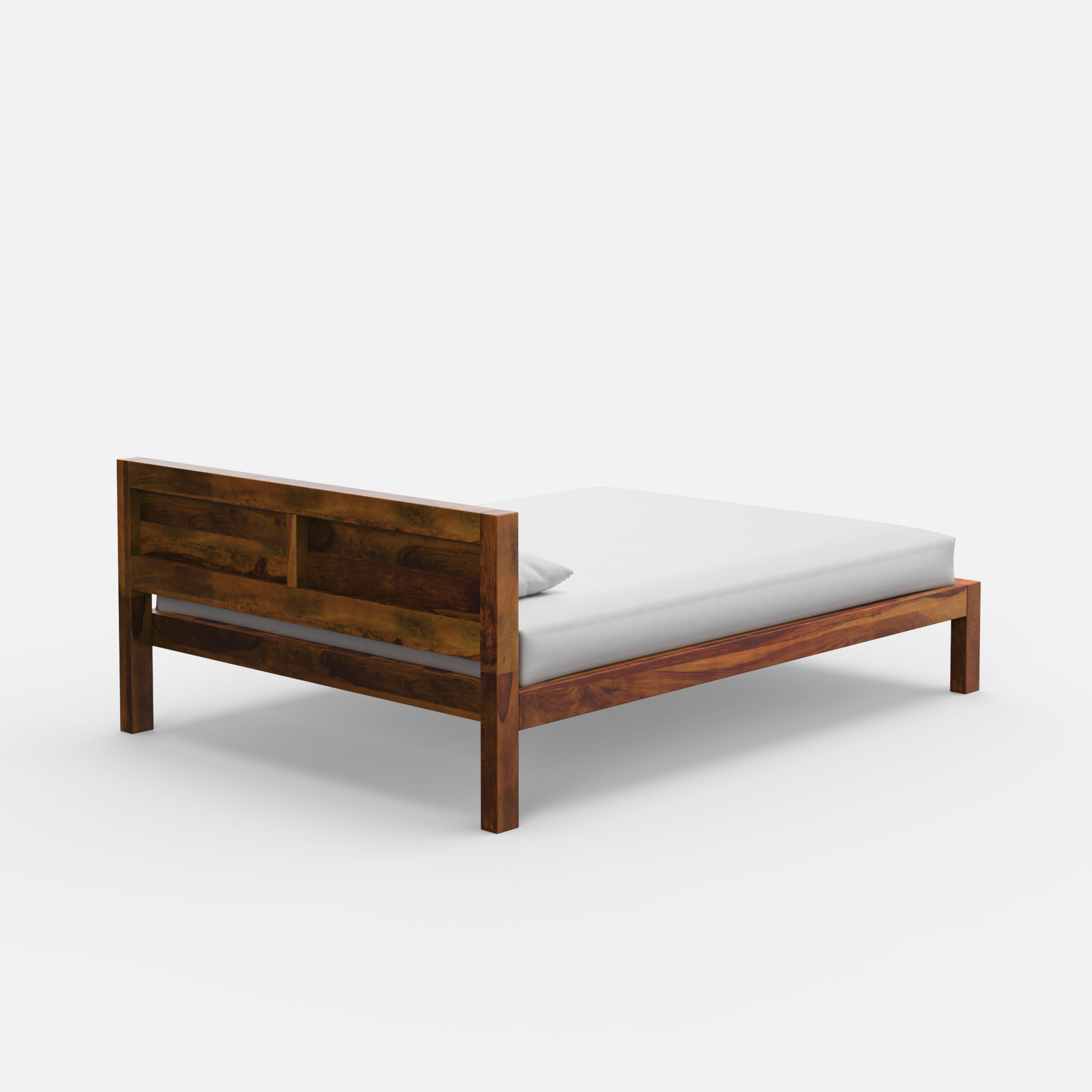 Acacia Wood Bed Frame with Solid Headboard
