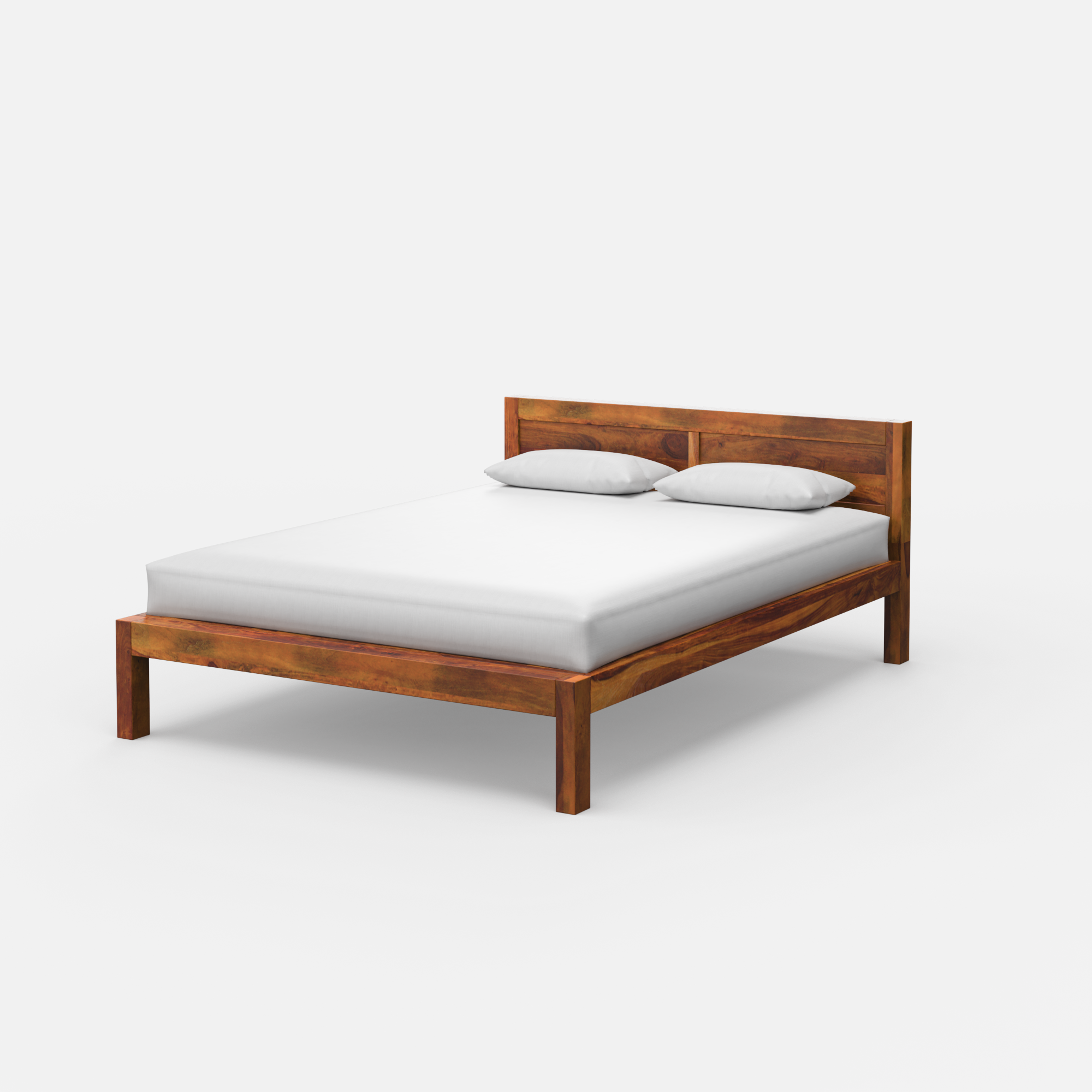Acacia Wood Bed Frame with Solid Headboard