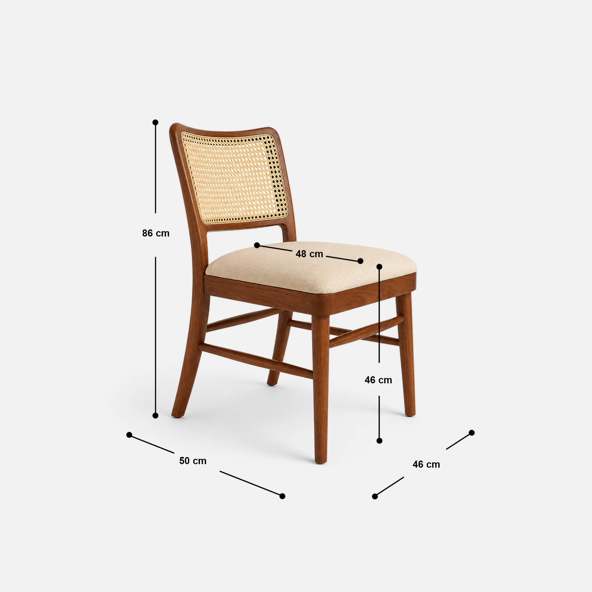 Sienna Cafe Chair with Rattan Back and Upholstered Seat