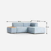 Eric Modular 2 Seater Sofa with Ottoman - 90" | 72" Left Chaise - Crafts Mill Bespoke Furniture - Modular sectional sofas