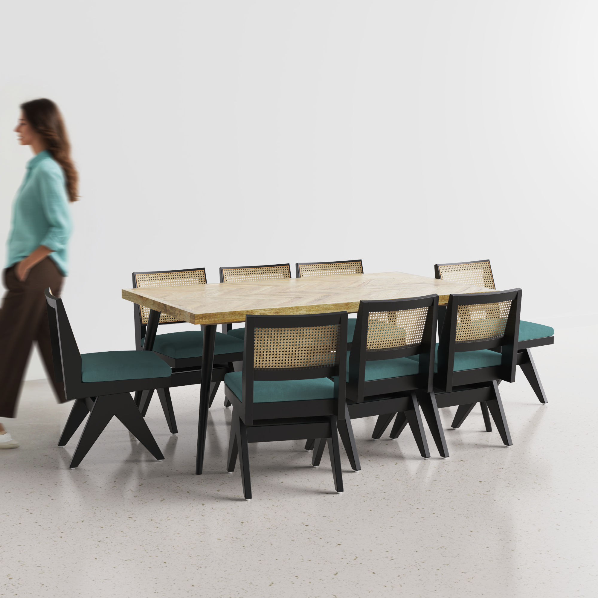 Souza-Jean-Dining-set-175cm-natural-mango-8-chair-black-on-sheesham-teal-green-cotton-blend-fabric-C1.png