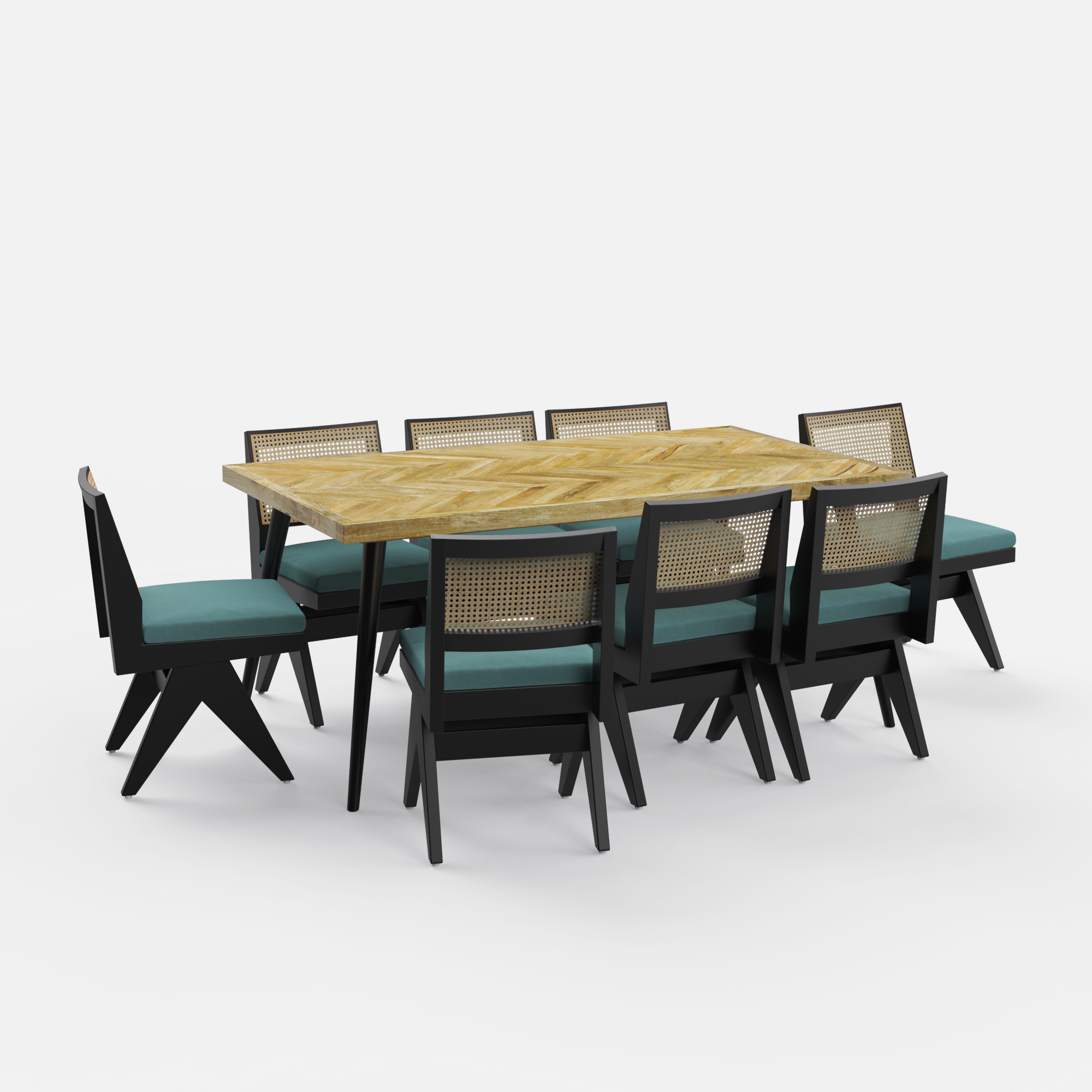 Souza-Jean-Dining-set-175cm-natural-mango-8-chair-black-on-sheesham-teal-green-cotton-blend-fabric-V1.png