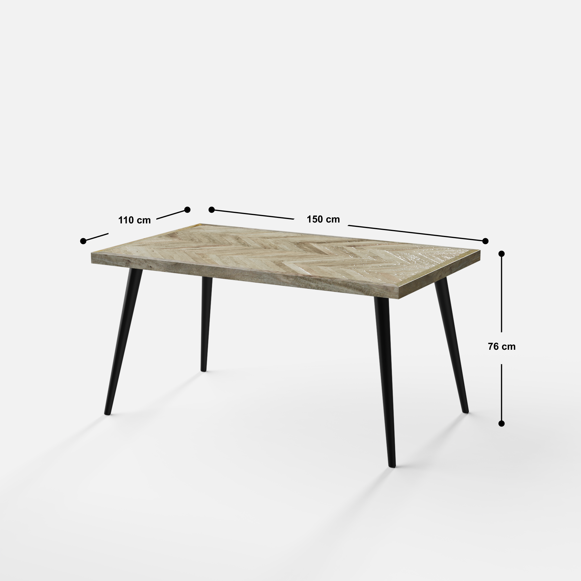 Souza Luxury Dining Table - 6 Seater - 150 cm x 90 cm x 76 cm - Mango