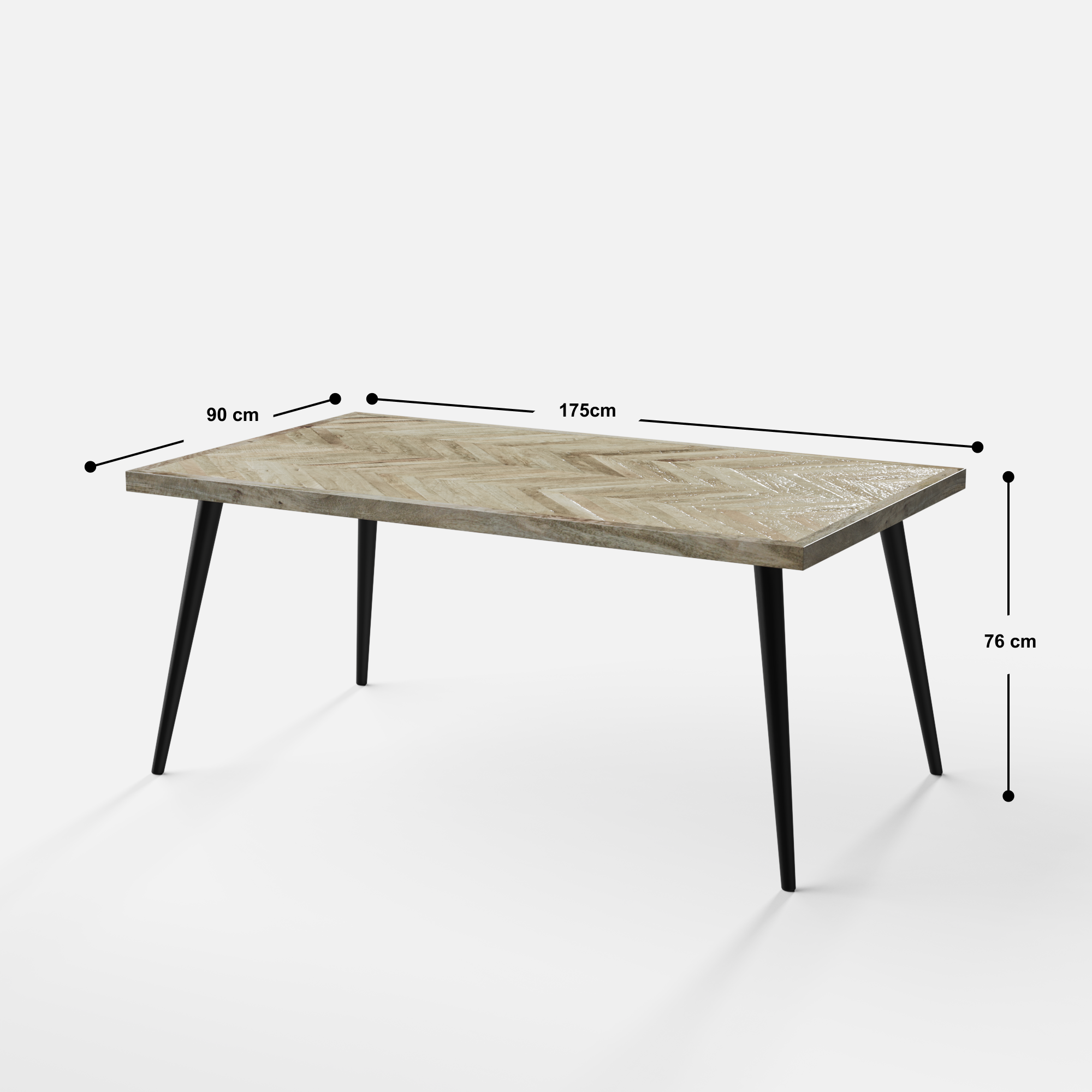 Souza Luxury Dining Table - Large 6 Seater - 175 cm x 90 cm x 76 cm - Mango