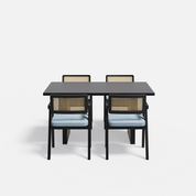 Stanley Luxury Dining Table Set with Bob chair - 4 Seater - Table (150 cm x 90 cm x 76 cm) + 4 Bob Chairs - Mango Table + Sheesham Seating