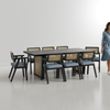 Stanley Luxury Dining Table Set with Bob chair - 8 Seater - Table (210 cm x 100 cm x 76 cm) + 8 Bob Chairs - Mango Table + Sheesham Seating