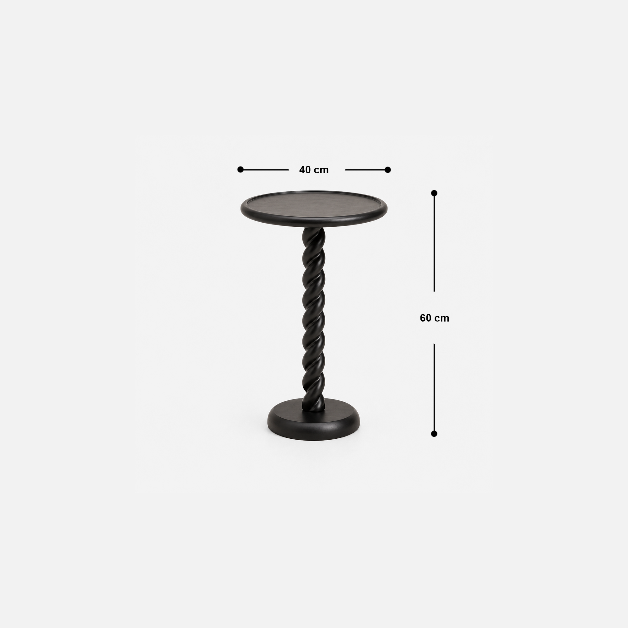 Twist Pedestal Side Table in Matte Black