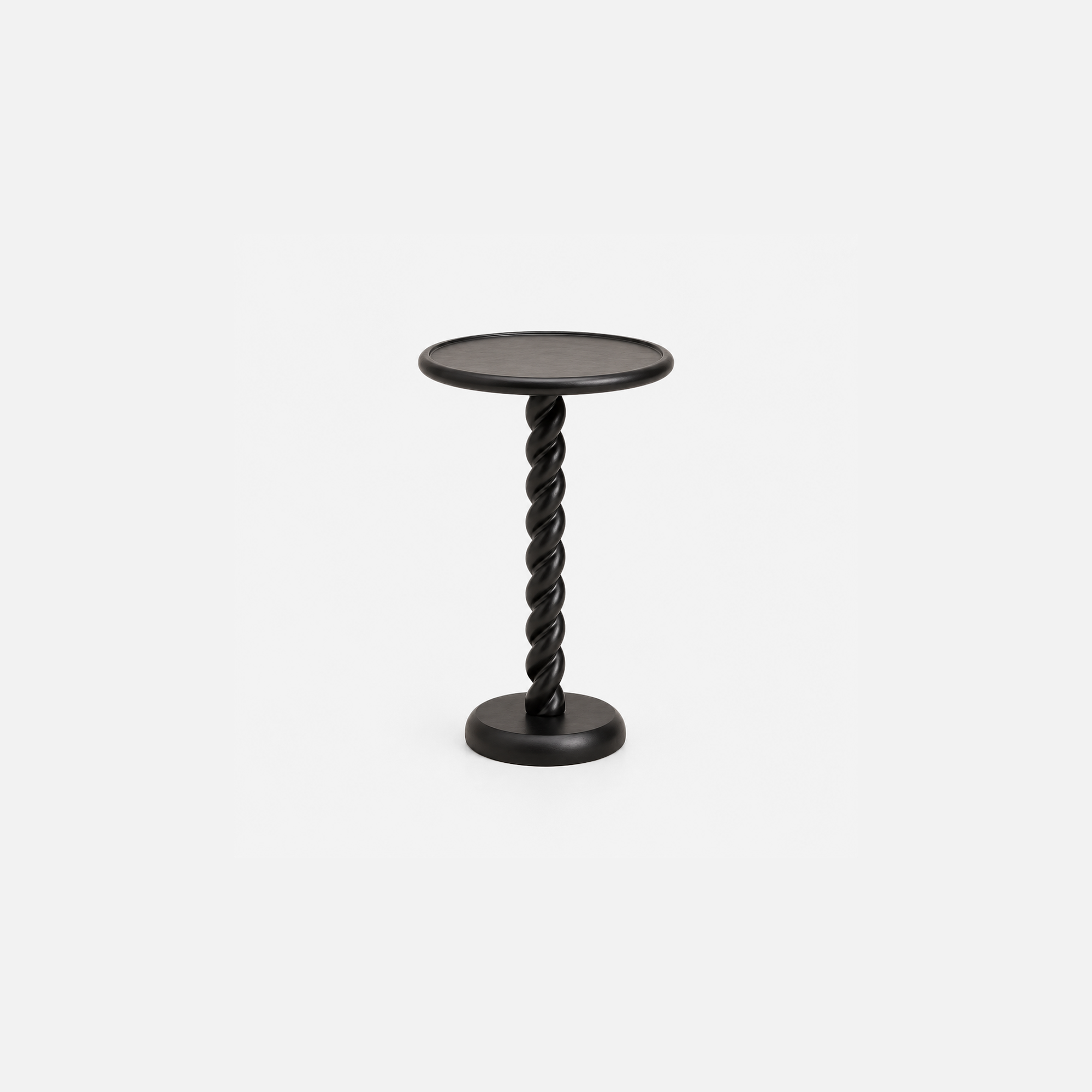 Twist Pedestal Side Table in Matte Black